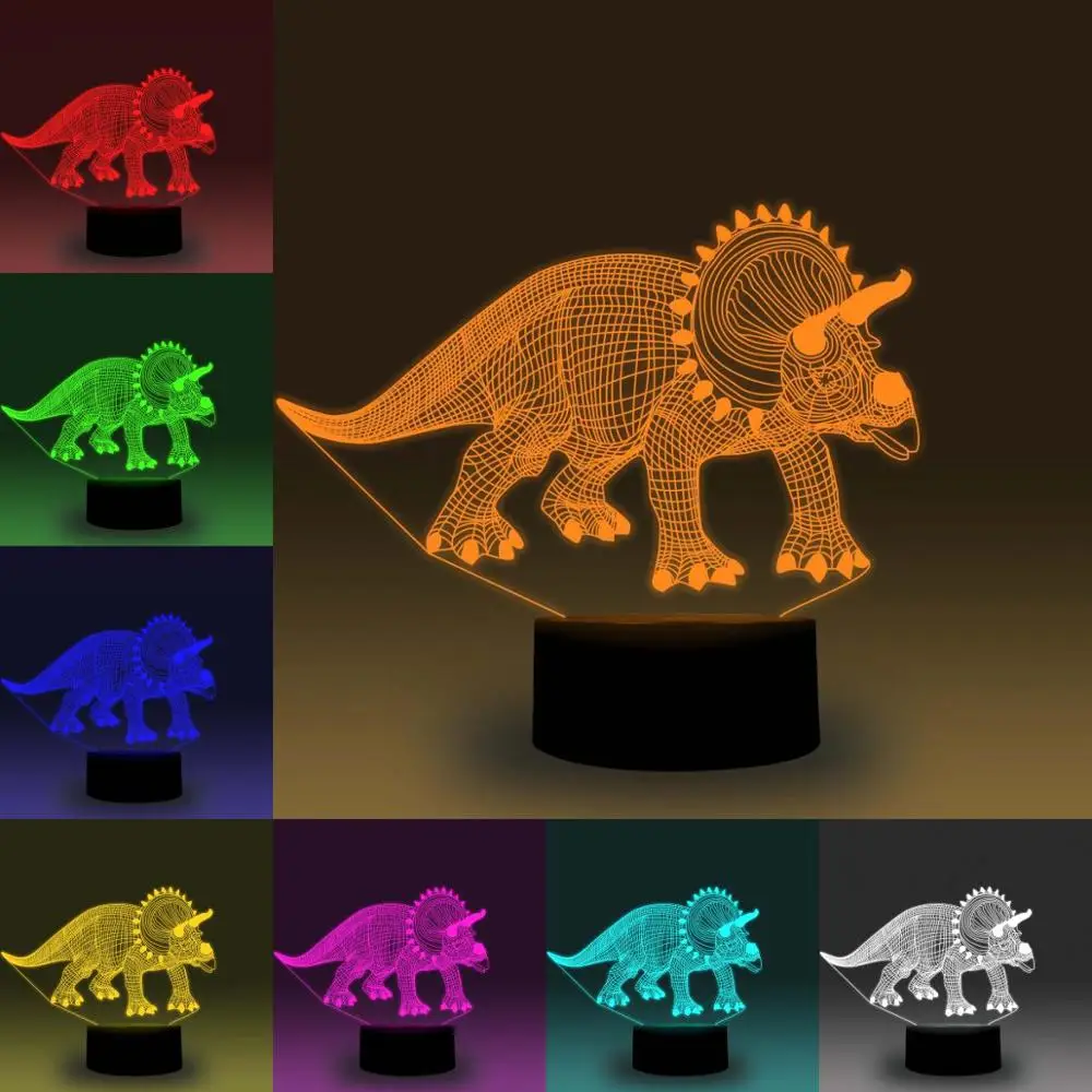 

NiteApps 3D Triceratops Dinosaur RGB LED Night Light Desk Table Illusion Lamp Holiday Birthday Gift APP/Touch Control
