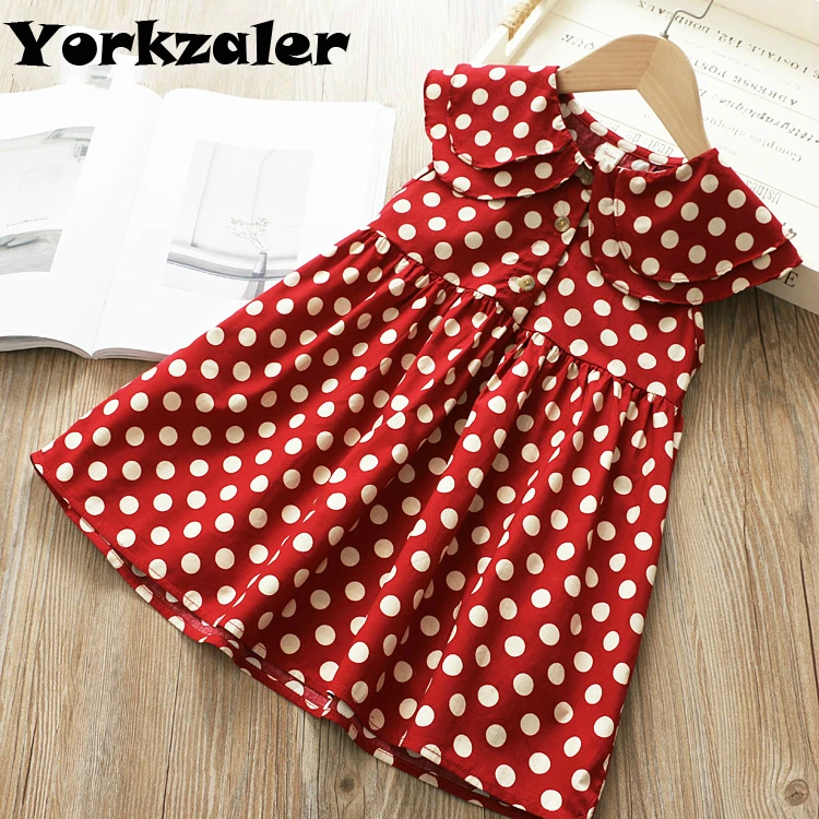 

Girls Summer Dot Dress Red Color Casual Dressing for Baby Girl New Fashion Brand Princess Dress Kid Clothes New Style