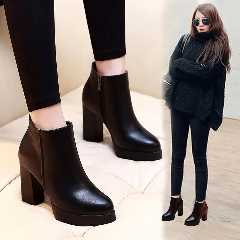 

Item Number 756-3-Chunky-Heel High Heel Boots Women's Thick Bottomed Waterproof Platform High Heel Shoes Women's Winter New Styl