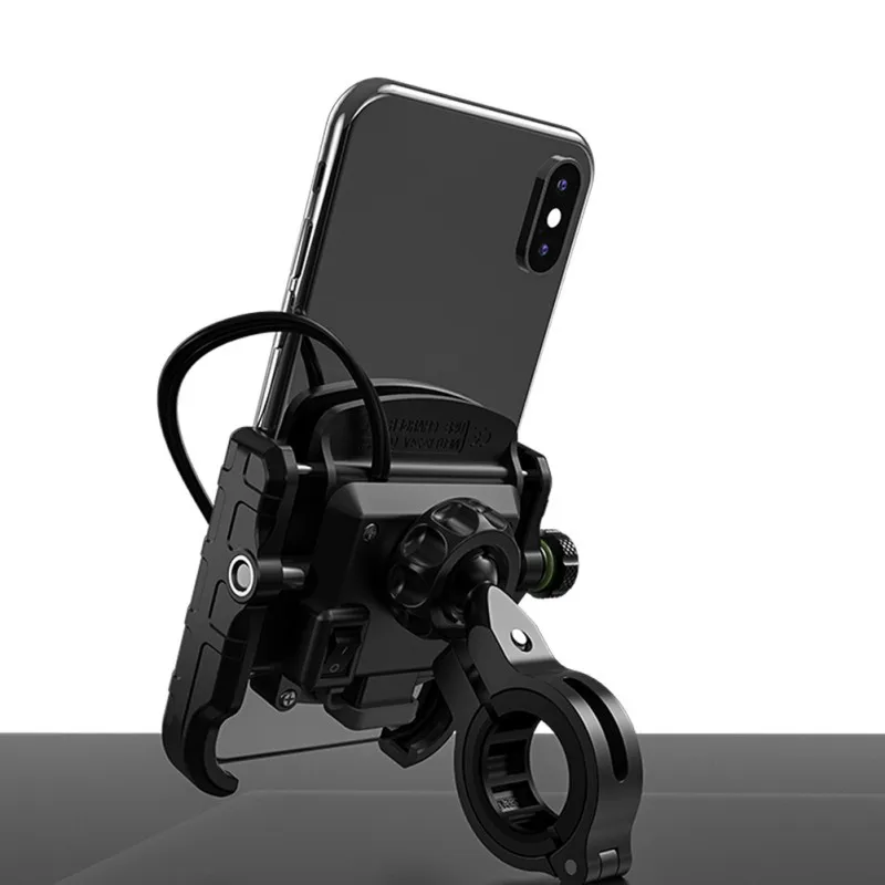 QC3.0 USB зарядное устройство, держатель для мобильного телефона для мотоцикла, велосипеда, подставка для электрического автомобиля, держатель для горного велосипеда с переключателем