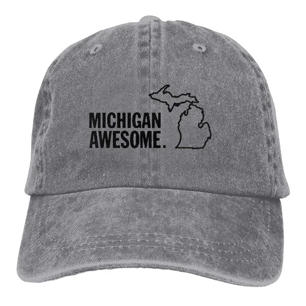 TSDFCMichigan Awesome Unisex Baseball Cap Cotton Denim Adjustable Hunting Cap for Men Women