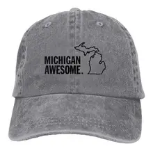 TSDFCMichigan Awesome Unisex Baseball Cap Cotton Denim Adjustable Hunting Cap for Men Women