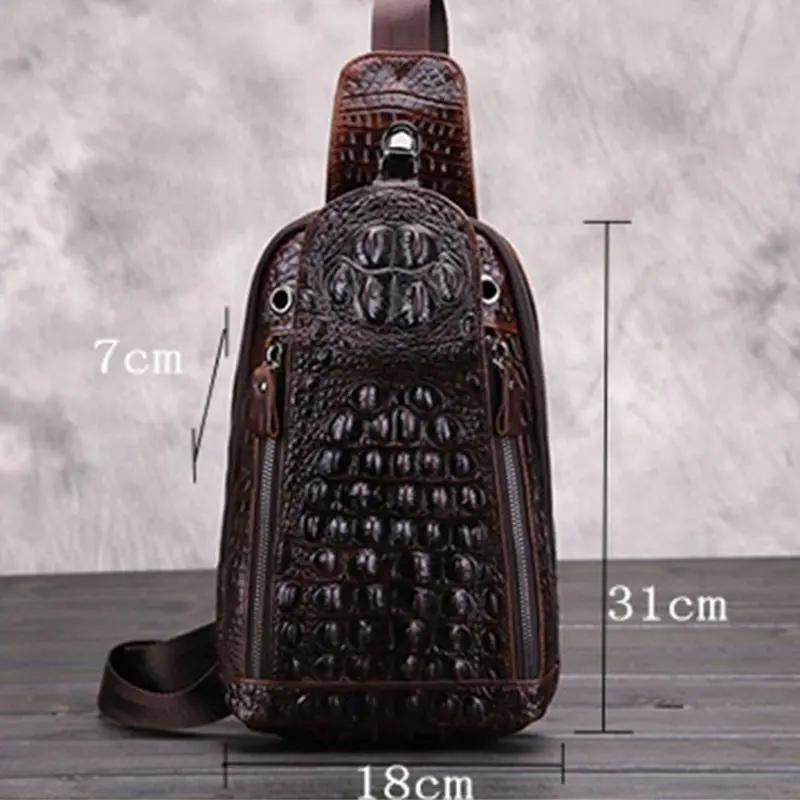 

Vintage Men's Crocodile Pattern Shoulder Bag Leather Travel Crossbody Sling Chest Pack X5XA