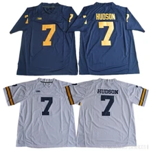Мичиган#7 Khaleke Hudson college Jersey-белый темно-синий сшитый Размер S-3XL