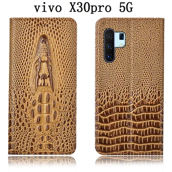 

Crocodile head pattern genuine leather case card slot holder for ViVo X30 Pro/ViVo X30/VIVO X27 Pro/VIVO X27 flip phone case