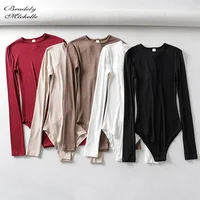 BRADELY MICHELLE Spring Autumn Women Casual Long-Sleeve O-neck Knitted Bodysuit Streetwear Skinny Elastic Jumpsuits