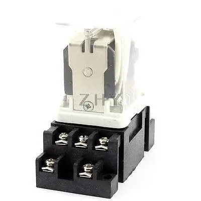

JQX-38F DC24V Coil Voltage 3PDT 35mm DIN Rail Mount Power Relay w Socket