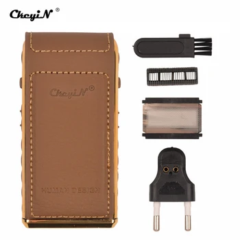 

CkeyiN Electric Reciprocating Men Trims Shaver Razor Vintage Leather Wrapped Machine 1 Blade Trimmer for Face Shaving barbeador