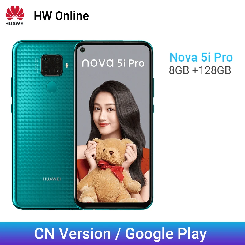 Смартфон huawei Nova 5i Pro, 6,26 дюймов, 8 ГБ, 128 ГБ, Восьмиядерный процессор Kirin 810, 4000 мА/ч, отпечаток пальца, 48мп, четырехъярусная камера Google play