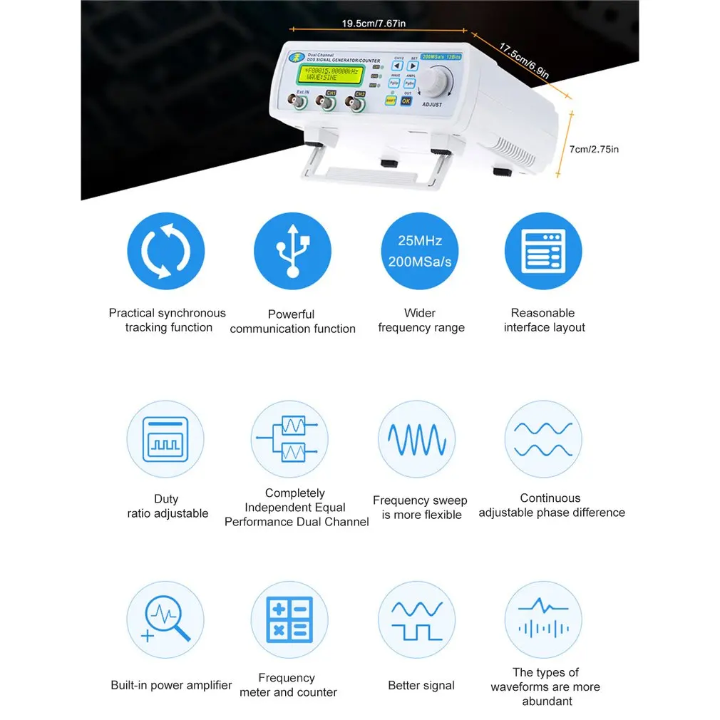 MHS-5200A 20 МГц цифровой DDS двухканальный произвольной формы функциональный генератор сигналов частотомер высокая точность