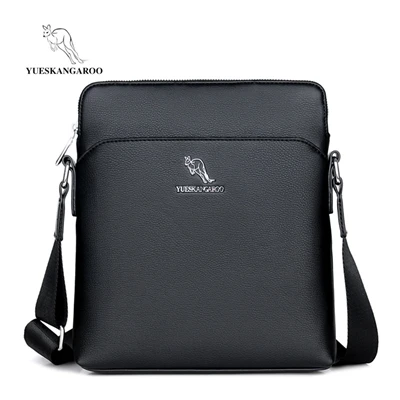 YUESKANGAROO, мужская сумка-мессенджер, кожаный деловой портфель, мужские известные роскошные сумки, маленькая сумка на плечо для мужчин, сумки через плечо - Цвет: Черный