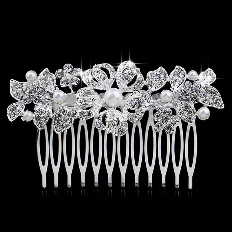 New Style Bride Comb Hair Accessories Flower Type Man-made Diamond Pearl Hair Comb Marriage Accessories Sale