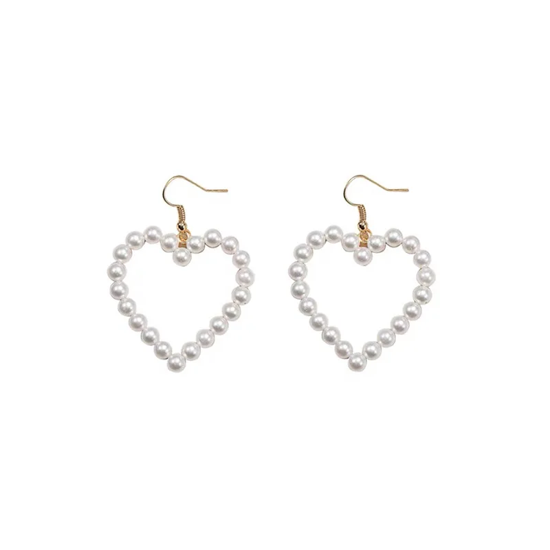 Dangle Earrings Pearl Earrings Drop Earrings Jewelry Vintage Pearl Love Heart Dangle Earrings