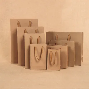 

High Quality White Handles Gift Bag Recyclable DIY Paper Bags for Clothes Wedding Birthday Party with Handles Celebration Decor