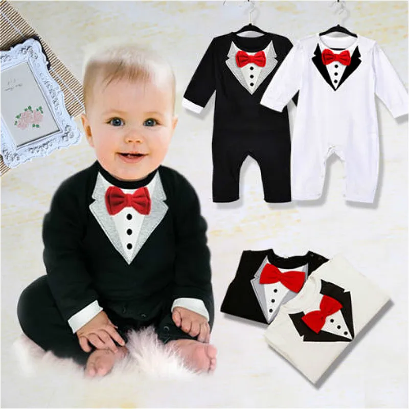 Casuall Baby Rompers Newborn Baby Clothes Kids Suit Boys Bowknot Formal