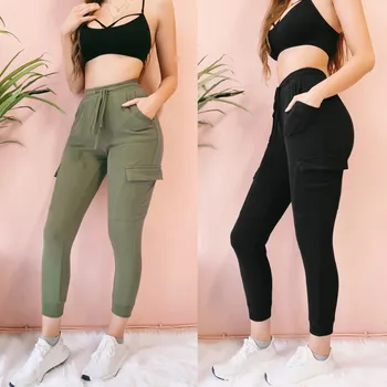 

Women Sweatpants High Waist Lace Up Stretch Sports Pants Casual Ladies Girls Pocket Long Pants Joggers