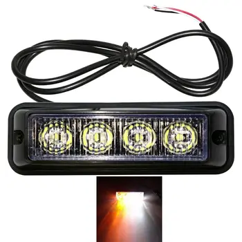 

1Pc12V 24V 4LED Car Emergency Light Flashing Led Strobe Light For Truck Amber White