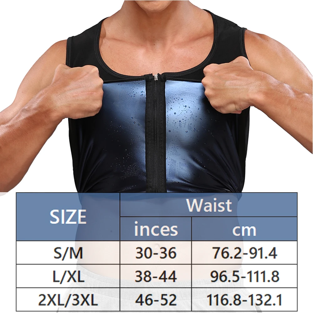 Sauna Tank To for Men Waist Trainer Sweat Vest with Zipper Heat Trapping Vest Sauna Suit Sweat Tank Top Tummy Control Girdle Gym