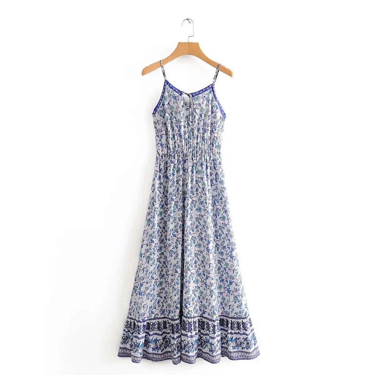 

Europe And America 2020 Spring Positioning Printed Chest with Drawstring Camisole Holiday Beach One-piece Dress A9ts8651