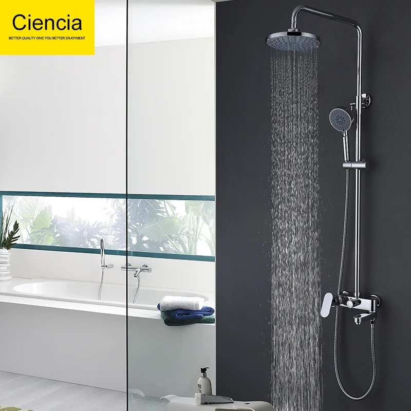 

Copper Chrome Plated Shower Set Cold Height Adjustable Leading Luxury Big Flower Bath da ding pen Ciencia
