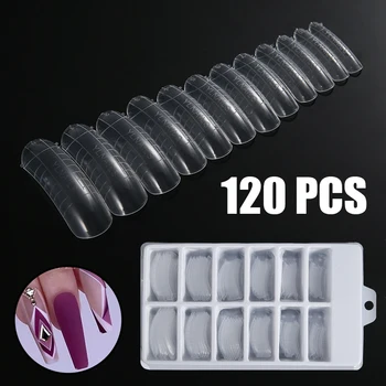 

120pcs/box Nail Finger Extension Clear Dual System Forms Mold Model Full Cover False Nail Tips Fake Nail 12 Sizes