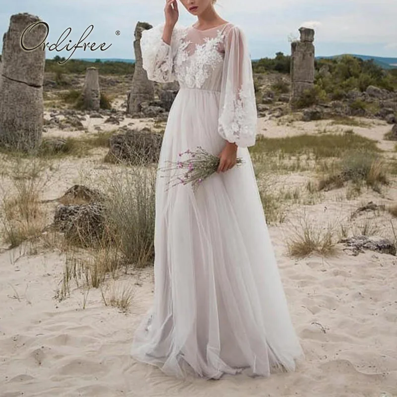 Ordifree 2020 Summer Women Long Tulle Dress Long Sleeve Embroidery White Maxi Tunic Beach Dress Ordifree 2020 Summer Women Long Tulle Dress Long Sleeve Embroidery White Maxi Tunic Beach Dress