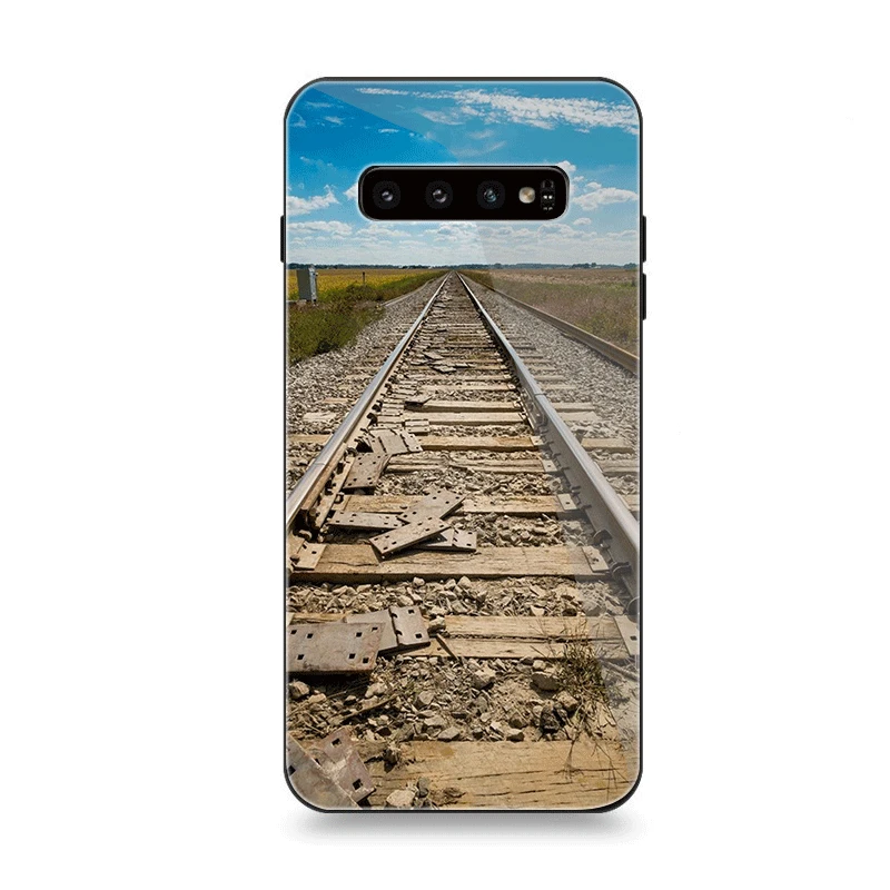 Мобильный чехол для телефона Стекло для samsung A10 A20 A30 A40 A50 A60 A70 S7 край S8 Plus Note 8 9 S10 крышка модные рельсы для поезда