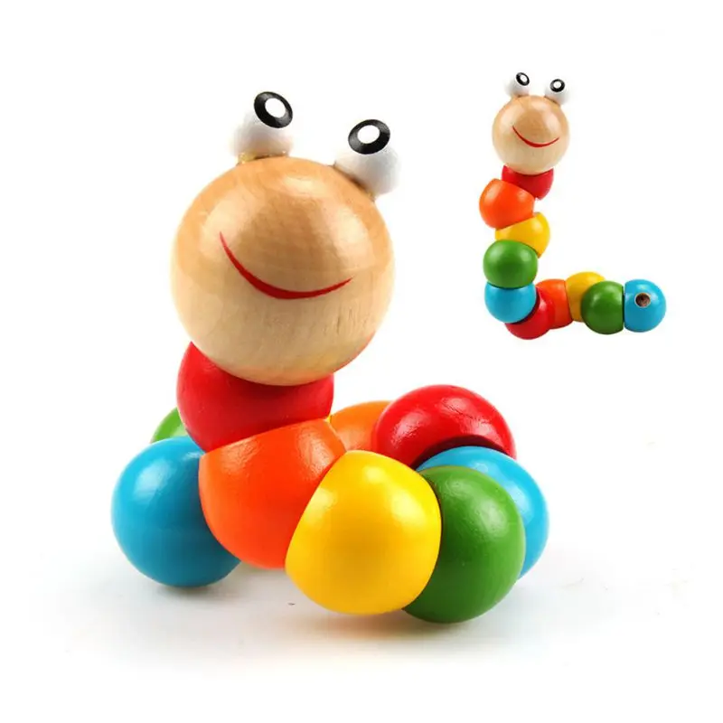 Wooden Color Ever-changing Spin Crocodile Spin Insect Animal Bee Spin Building Blocks Children's Puzzle Cube Toy