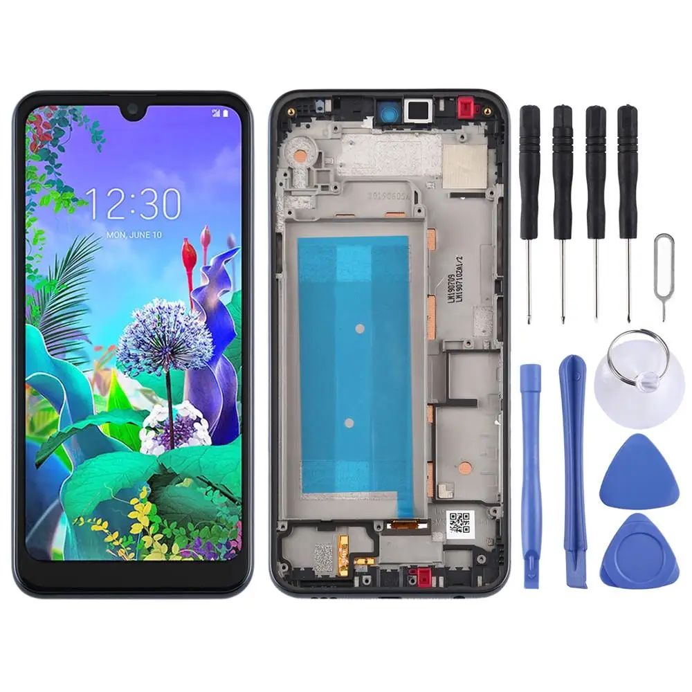 

ЖК-экран и дигитайзер Полная сборка с рамкой для LG Q60, двойная SIM (черный)