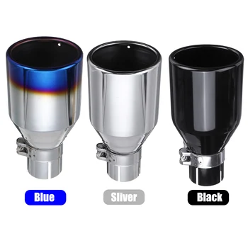 

54mm In 102mm Out Auto Car Exhaust Pipe Muffler Rear Tail Pipe Modified Stainless Steel Universal 20cm