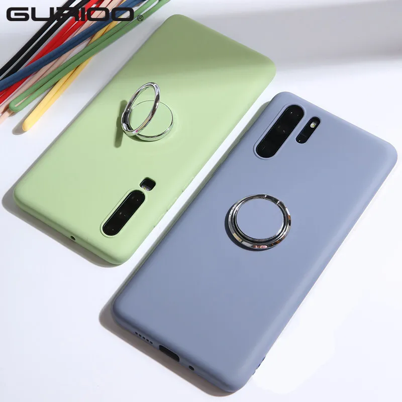

Phone Case For Samsung Galaxy J7 Prime J6 J4 Plus A7 A9 2018 A2Core A20E Liquid Silicone Original Luxury Holder Ring Stand Cover