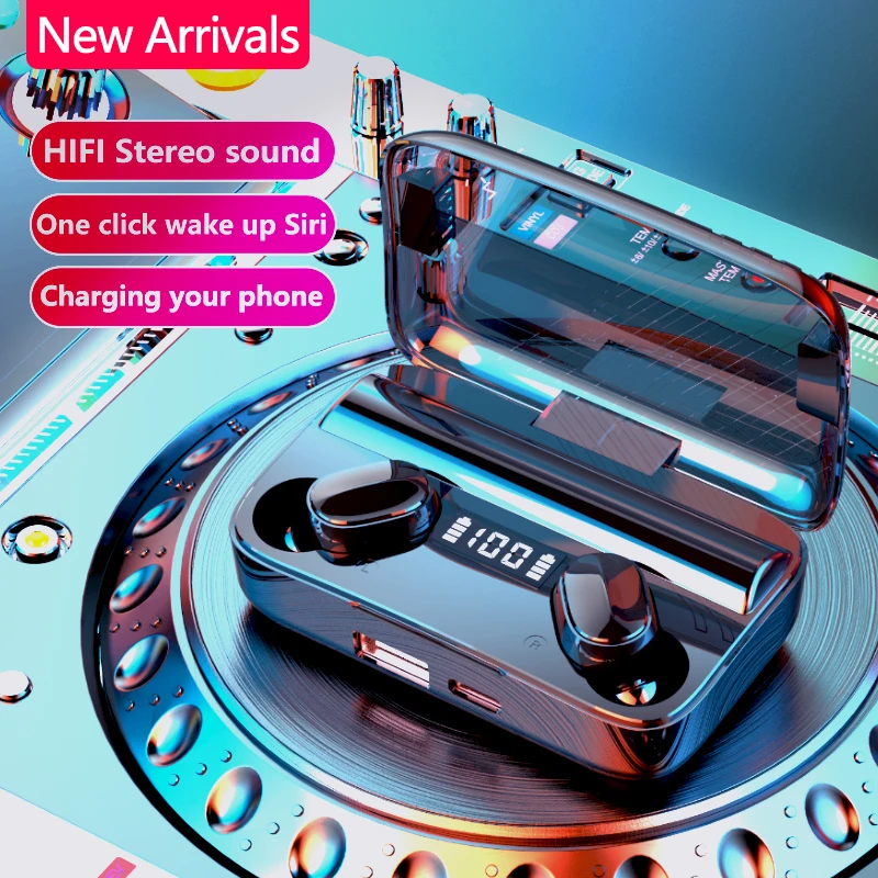 A9 Bluetooth V5 0 Headset True Wireless Headphones TWS in Ear Earbuds IPX7 HiFi Waterproof Earphones