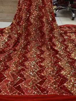 

beautiful Sequin Velvet Lace Fabric shining good quality 5yards African sequins Velvet Lace Fabric for dress NLY1101