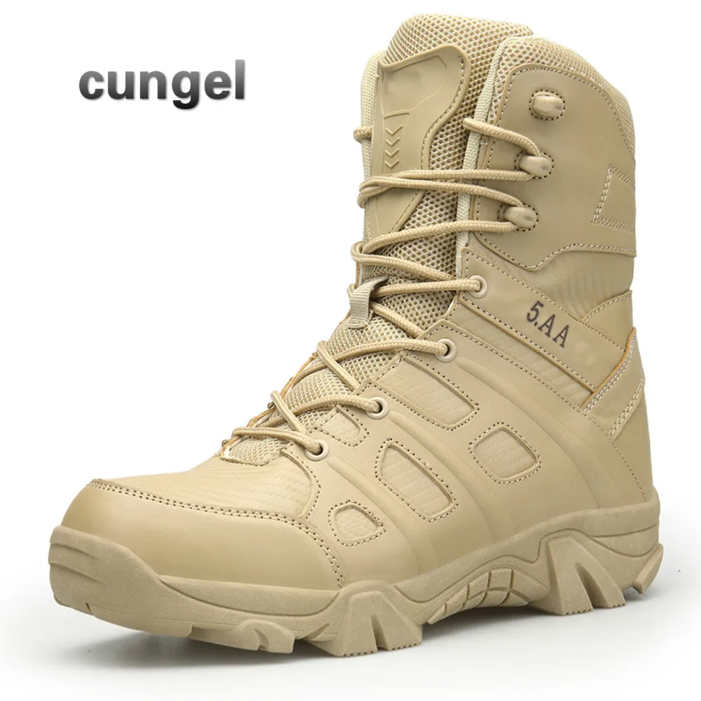 Cungel/Новинка; обувь в стиле милитари; тактические мужские ботинки; спецназ; кожаные ботинки в стиле пустыни; походные ботинки; Мужская походная обувь в армейском стиле - Цвет: 067-sand
