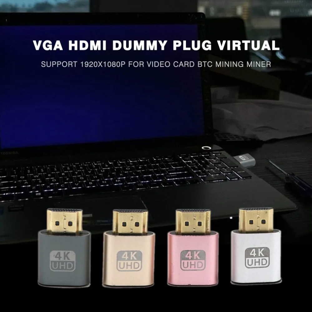 VGA HDMI Dummy Plug Virtual Display Emulator Adapter DDC Edid Support 1920x1080P For Video Card BTC Mining Miner