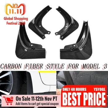 

4Pcs Carbon Fiber Car Mud Flaps Splash Guard Fender Mudguard For Tesla Model 3 -2019 Part Mud Flaps Splash Guard Fender