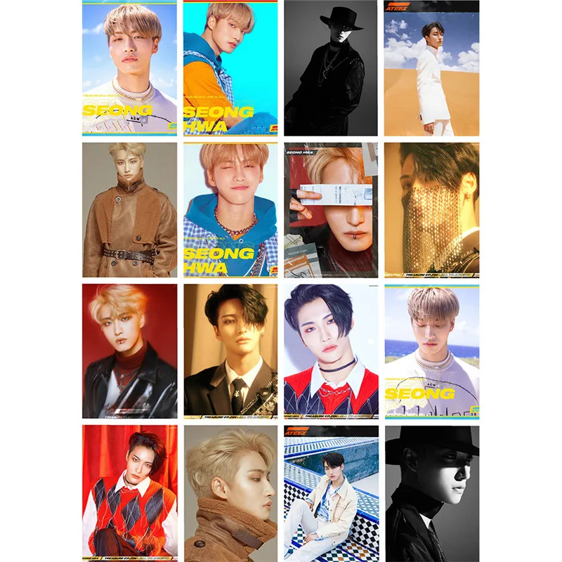 16 шт./компл. KPOP ATEEZ Aurora TREASUREEP FIN ALLTOACTION Wonderland DazzlingLight Фотокнига 52*74 мм LOMO Card FH203