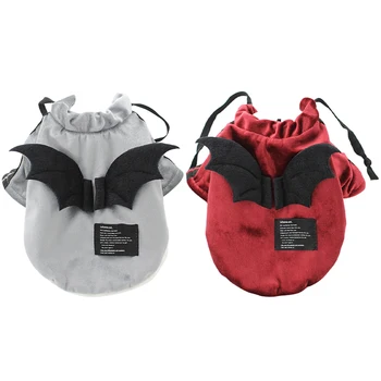 

Warm Winter Pet Dog Jacket Clothes For Dogs Halloween Black Bat Wing Sport Cat Costume Velvet Fleece Inside Cute Home Pet Outfit