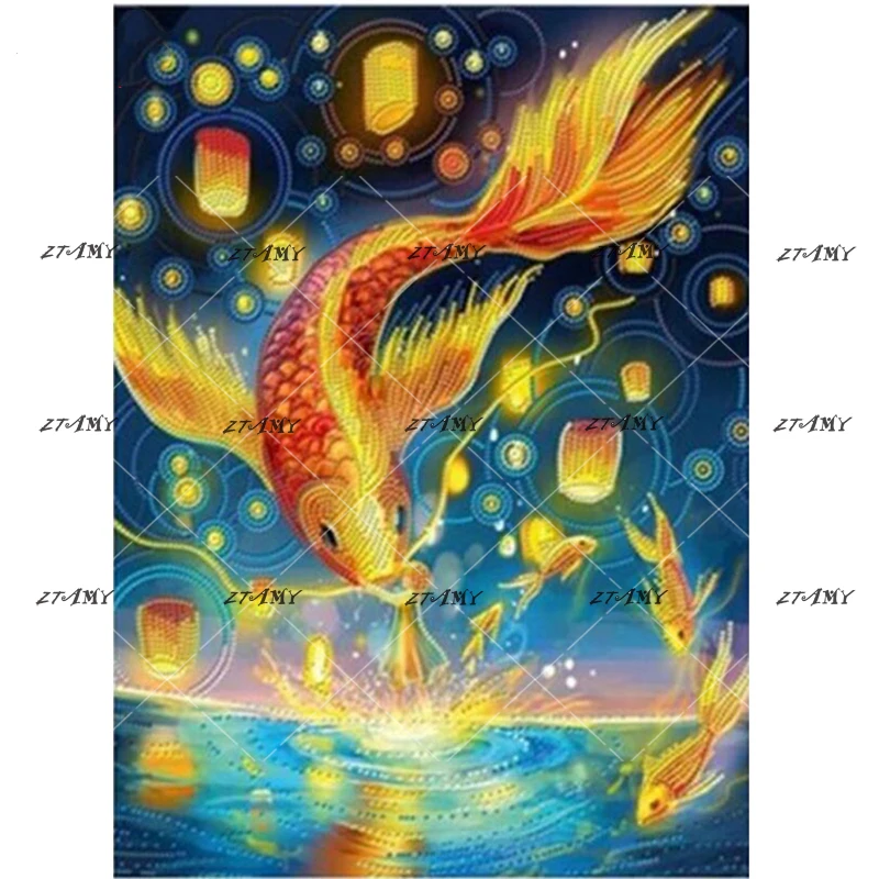 5D полностью своими руками &quotалмазов картина наборы Золото Koi Fish Алмазная вышивка