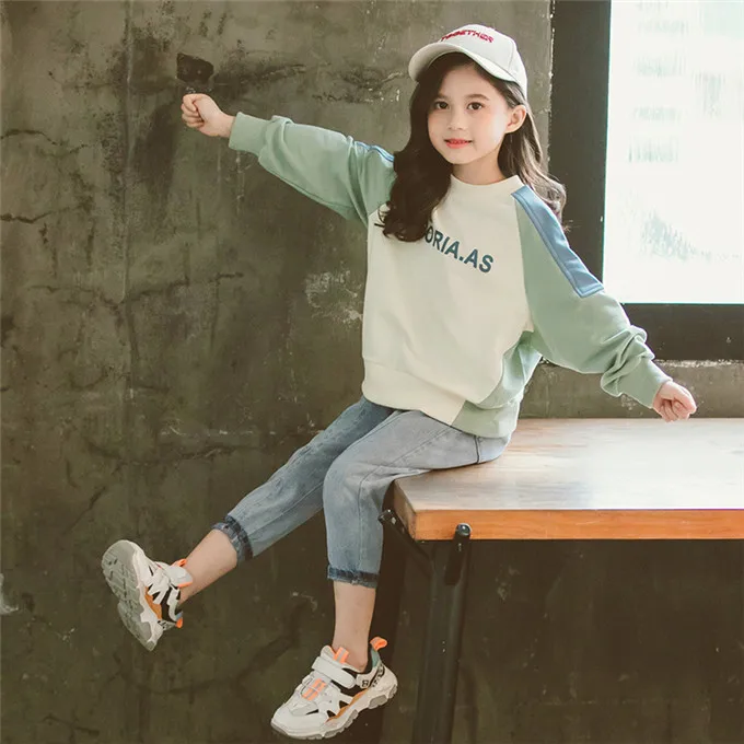 Kid Girl Clothes Hot Sale Boys and Girls Autumn Suit Long-sleeved O-neck Clothes 4-13Y Girl Sport T-shirt and Pants - Цвет: as picture