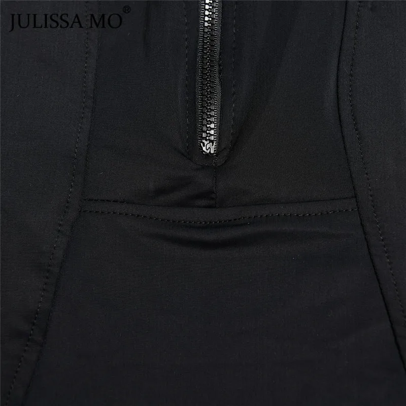 Julissa mo, черный облегающий боди с длинным рукавом, женские топы, модные базовые облегающие Комбинезоны на молнии,, Женский Повседневный эластичный комбинезон