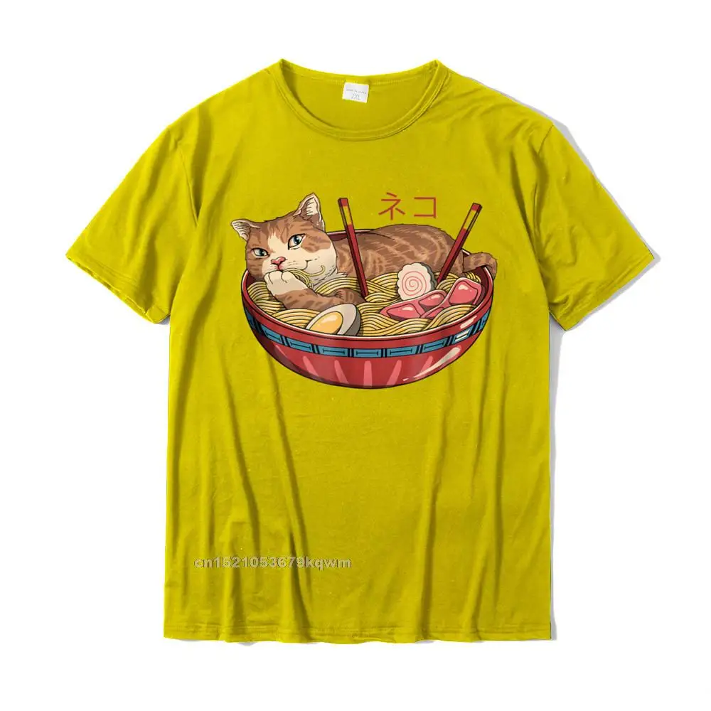 Cute Neko Ramen v2 T-Shirt__3228 Casual T-shirts for Men 100% Cotton NEW YEAR DAY Tops T Shirt Tops Shirts Brand New Crew Neck Cute Neko Ramen v2 T-Shirt__3228 yellow