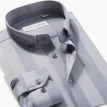 Новая популярная мужская смелая платье-рубашка в полоску с длинным рукавом на пуговицах с воротником, рабочая одежда, деловая Мужская умная Повседневная рубашка