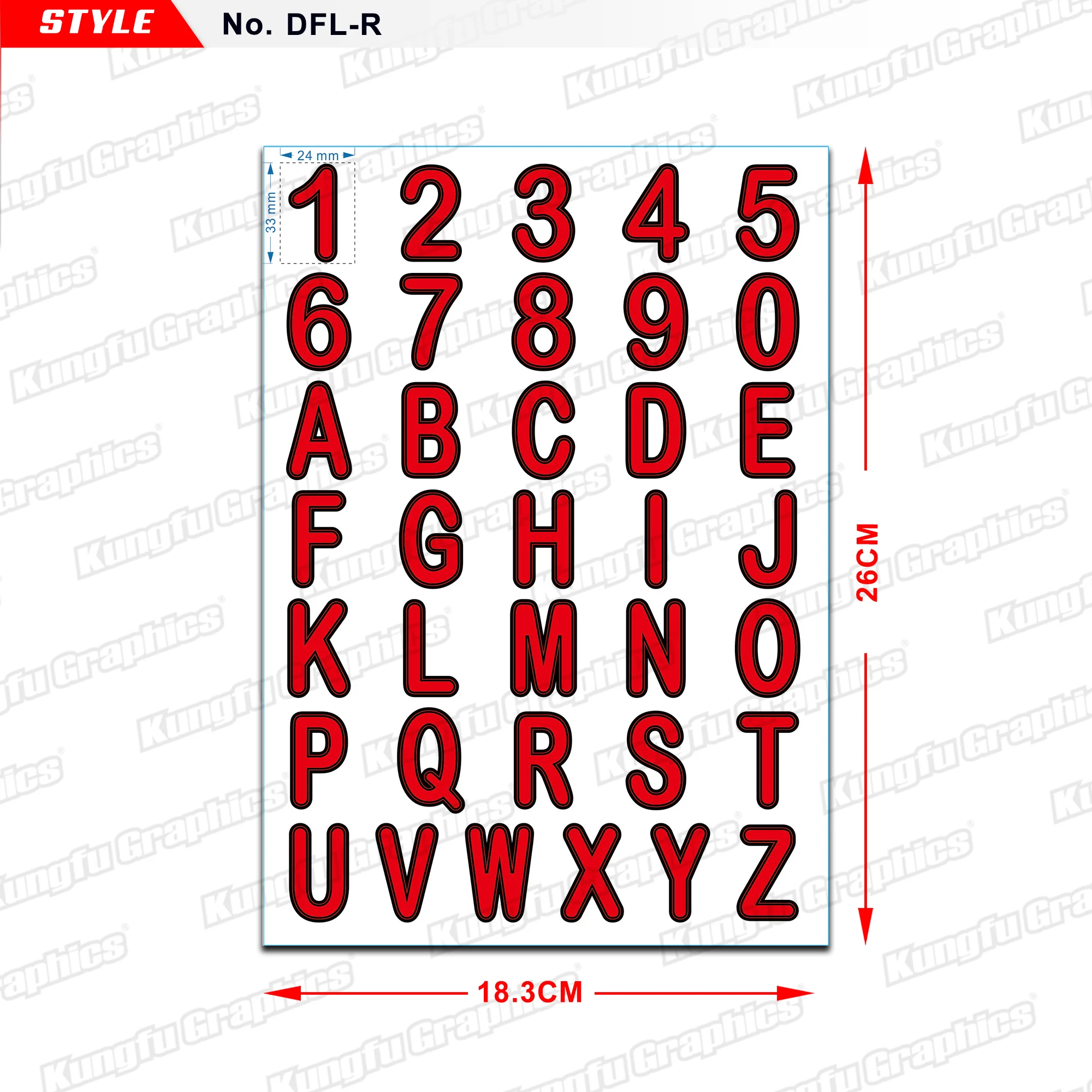 

Послепродажное DIY Наклейка буква Цифровой алфавит цифры наклейки для мотоциклов ATV UTV Универсальный DFL красный