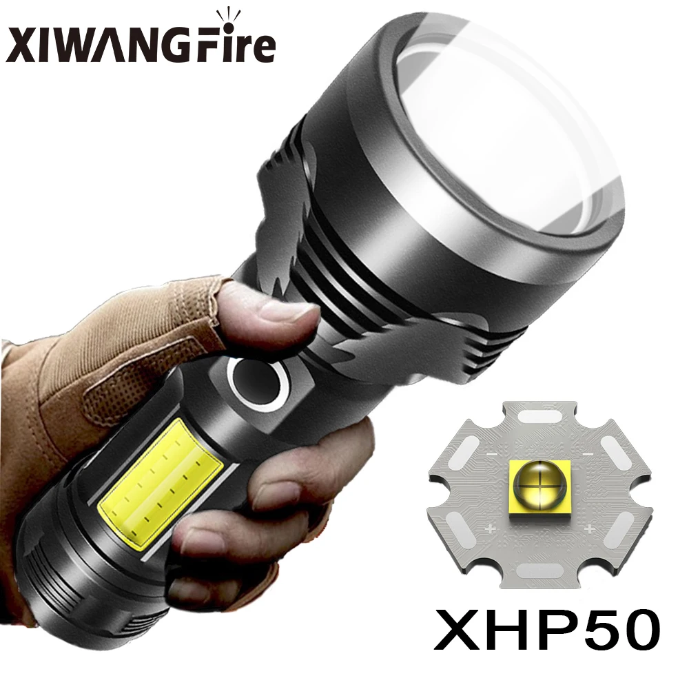 Новинка P50 фонасветильник USB Перезаряжаемый Фонарик Cob светодиодный