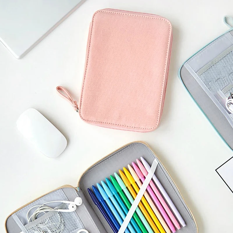 

Pencil Case Canvas Zipper Large Capacity Cute Pencil Box Portable Storage Bag for Ipad Pencil Case School Stationery 4.6
