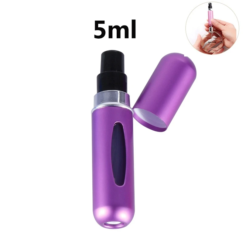 Мини Портативный многоразовый флакон-распылитель для духов, алюминиевая бутылка-распылитель для макияжа, пустой контейнер для путешествий, флакон для духов, инструмент - Цвет: 5ml Matte purple