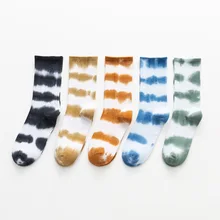 Designed Tie-Dye Striped Sports Cotton Breathable Quick Dry Tie Dye Socks for Men