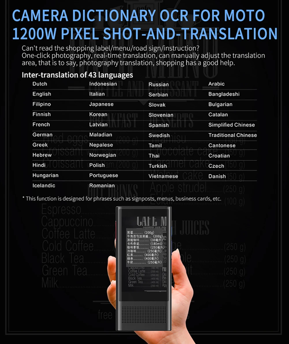 Mecool W1 3,0 AI голосовой фото переводчик 3," ips 4G wifi 8 Гб памяти 2080 мАч 117 языков портативный OTG автономный перевод