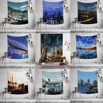 

Tapestry Natural City Architecture Scenery Wall Hanging Decoration Beach Mat Travel Student Dormitory Bedroom Home Decoration